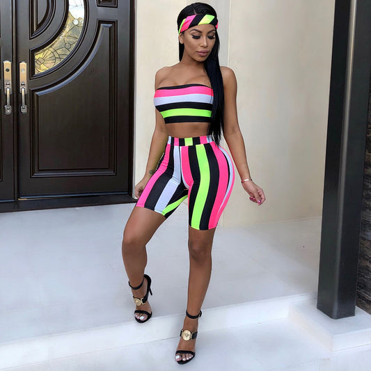 Multi Color Biker Short Set - IBADDIE