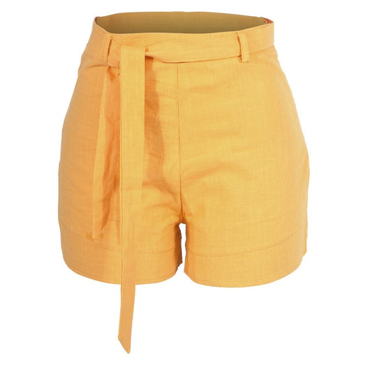 High Waist Linen Shorts - IBADDIE